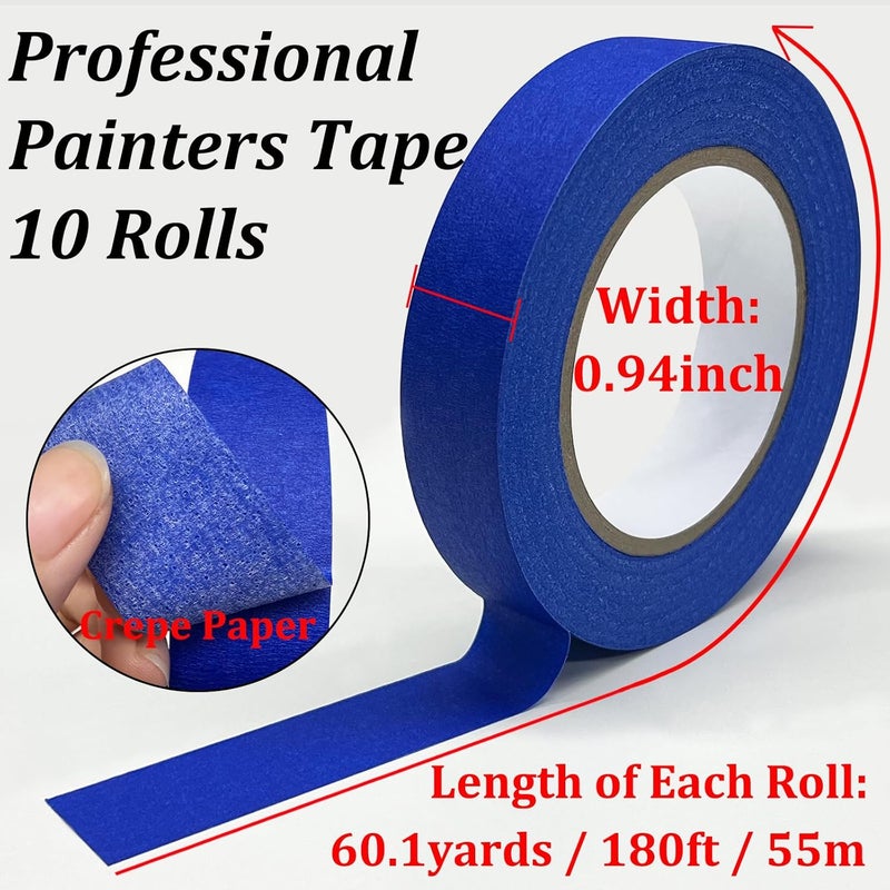 SmaringWing Premium Painters Tape, 10 Rolls Blue Tape Painters Masking Tape for Multi-Purpose, 601yds=10*0.94inch*60.1yds, Craft Adhesive Paint Tape for Walls, DIY Crafts Arts, Labeling, Decoration, Easy Removal - Image 3